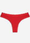 Czerwone Majtki Stringi z Bawełną z Koronką Aethimilia