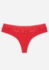 Czerwone Majtki Typu Stringi z Bawełną i Koronką Zeliche
