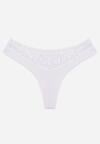 Białe Majtki Typu Stringi z Bawełną i Koronką Zeliche