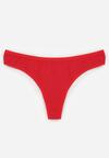 Czerwone Gładkie Majtki Stringi z Bawełną Chrysile