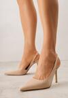 Beżowe Casualowe Sandały na Szpilce Typu Slingback Lamigonia
