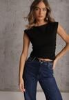 Czarna Bluzka Elastyczna z Dekoltem Łódka Artosa