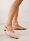 Beżowe Sandały Typu Slingback z Wyciętą Cholewką Phellilea
