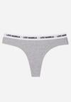Szare Majtki Stringi z Bawełną Ozdobione Napisami Amero