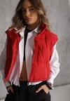 Czerwona Pikowana Kamizelka Puffer o Kroju Crop Tadrel