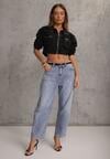 Niebieskie Jeansy Mom Fit z Bawełną High Waist Hippamene