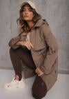 Ciemnobeżowa Przejściowa Kurtka Parka z Rękawami z Możliwością Podpięcia Tinarae