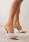 Białe Koronkowe Klapki na Szpilce Lyvete