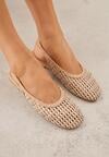 Ciemnobeżowe Plecione Baleriny Typu Slingback Ellariell