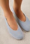 Niebieskie Balerinki z Imitacji Zamszu w Stylu Basic Saraphiele