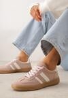 Różowe Sneakersy Typu Tenisówki Ozdobione Paskami po Bokach Fefia