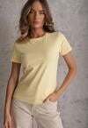 Żółty T-shirt z Bawełny z Okrągłym Dekoltem Nedima