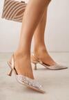 Pantofi cu toc Karenetia Culoarea șampaniei