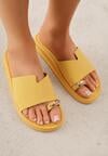 Żółte Klapki Japonki Ozdobione Aplikacją na Palcu Noevianna