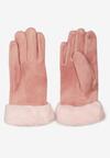Różowe Eleganckie Rękawiczki z Futerkiem Niselda