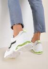 Biało-Limonkowe Sneakersy Glossiness