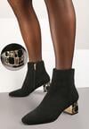 Czarne Botki Vices z Kryształkami na Obcasie Vortisha