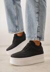 Czarne Sneakersy Vices na Platformie z Tłoczonym Napisem ze Sznurowaniem Eanneth