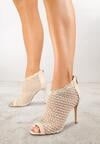 Beżowe Eleganckie Ażurowe Sandały Vices na Szpilce Nelithin