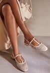 Beżowe Sandały Vices Lakierowane Slingback z Siateczkową Cholewką Mairelite