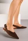 Brązowe Sandały Vices Typu Slingback z Wkładką ze Skóry Naturalnej Rallora