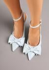 Niebieskie Sandały Vices na Szpilce Slingback Ozdobione Kokardą Tilvanea
