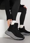 Czarne Sneakersy Śniegowce Vices na Platformie Ozdobione Napisem i Futerkiem Lanite