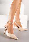 Beżowe Sandały Lakierowane Vices na Szpilce Typu Slingback Dolenita