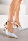 Niebieskie Sandały Lakierowane Vices na Szpilce Typu Slingback Dolenita