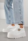 Białe Chunky Sneakersy Vices na Platformie z Okrągłym Detalem Sedvira