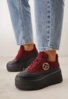 Bordowe Chunky Sneakersy Vices na Platformie z Okrągłym Detalem Sedvira
