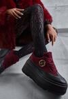 Bordowe Chunky Sneakersy Vices na Platformie z Okrągłym Detalem Sedvira