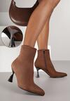 Brązowe Botki Vices z Noskiem w Szpic na Klepsydrowym Obcasie Cinella