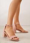 Jasnoróżowe Basicowe Sandały na Słupku Vices z Paskiem Wokół Kostki Varhira