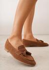 Brązowe Mokasyny VICES z Ażurową Cholewką i Frędzlami Hyrilea
