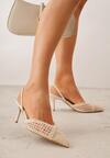 Beżowe Szpilki VICES Ozdobione Siateczką Coraerial