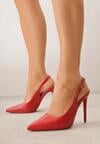 Czerwone Szpilki VICES Slingback z Wkładką ze Skóry Naturalnej  Zoretta