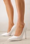 Białe Gładkie Szpilki VICES w Klasycznym Stylu Temilis