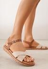 Beżowe Płaskie Sandały VICES z Cholewką ze Skrzyżowanymi Paskami Emelika