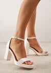 Białe Sandały VICES na Słupkowym Obcasie ze Skórzaną Wkładką Azimera