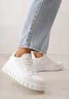 Białe Sneakersy VICES na Platformie w Stylu Chunky z Perforacją Hypsyllis