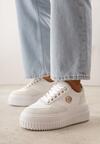 Białe Chunky Sneakersy VICES z Aplikacją na Platformie ze Żłobieniami Ilunatesa