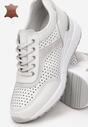 Biało-Srebrne Skórzane Sneakersy Astriphite