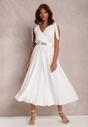 Biała Sukienka Z Paskiem Nepheleia