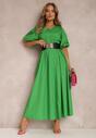 Zielona Sukienka z Paskiem Amphareo