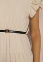 Beżowa Sukienka z Paskiem Theophena