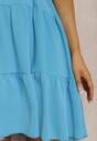Niebieska Sukienka z Paskiem Theophena