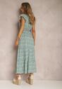 Rochie Alb-Verde cu Curea Eunele
