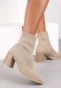 Beżowe Botki z Elastyczną Cholewką Duret