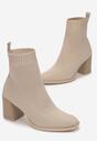 Beżowe Botki z Elastyczną Cholewką Duret
